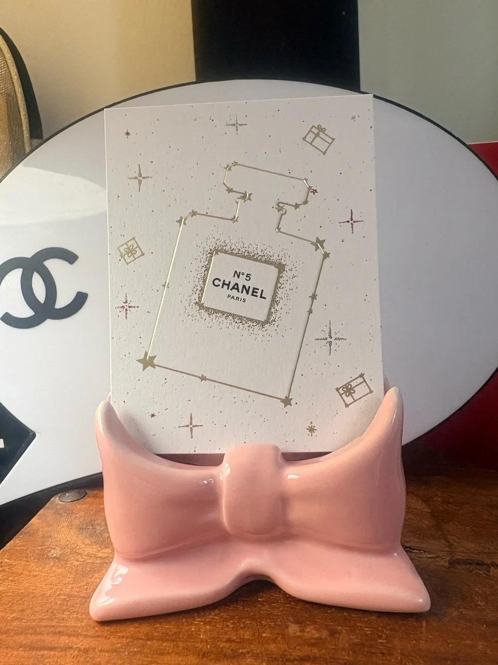 CHANEL No 5 Blank Card + Ceramic Holder NWOT